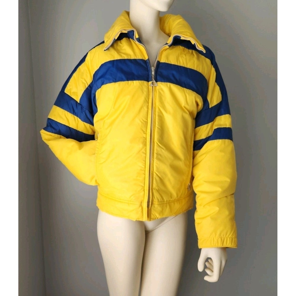 Vintage Gerry 80s Down Puffer Ski Jacket Snowboard USA Blue Yellow SZ Mens Small